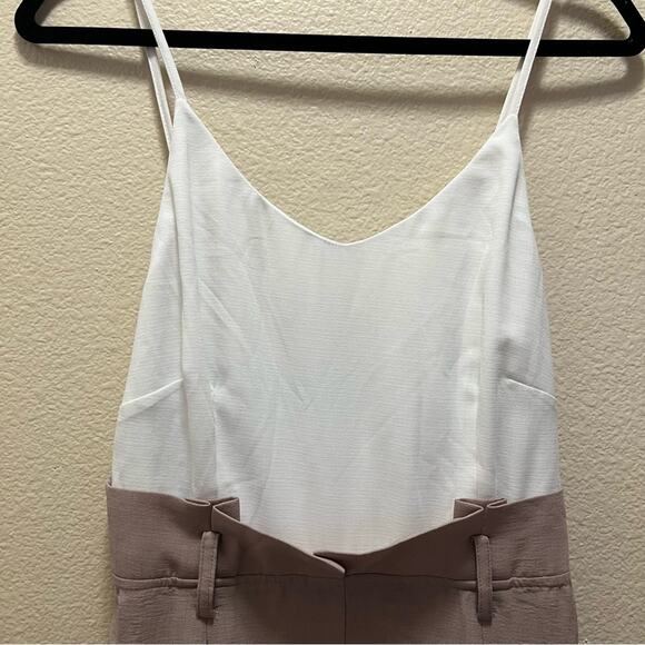 Fashion Nova White Brown High Waisted Paper Bag Pants Jumpsuit Size Medium - Picture 3 of 12